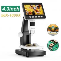 Microscopio digitale LCD da 4,3 pollici con piattaforma di sollevamento Microscopio video HD 1000X per adulti con microscopio PCB per saldatura a 8 LED