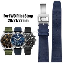 Nylon Canvas Armband für IWC PILOT Portugal 20mm 21mm 22mm Stoff Uhrenarmband Armband Leder Rindsleder Schwarz Sport Handgelenk Gürtel