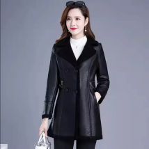 Dicke Schaffell lederjacke für Damen, langer, lockerer Mantel, warmer Parker mantel, Wind jacke, Damen bekleidung, Herbst, Winter, neu