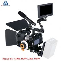 SZPowerwin für A6000 A6300 A6400 A6500 DSLR-Kamera Fotostudio-Rig-Kit mit Slider, Stabilisator, Follow-Focus-Gestell und Barn Door