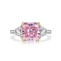CC Pink Rings For Women Silver Color Zirconia Luxury Wedding Engagement Ring Cute Square Fine Jewelry Drop Shipping CC1665