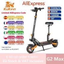 Original KuKirin G2 MAX Scooter Eléctrico 48V 20Ah batería 1000W Motor 55 KM/H velocidad máxima 80KM rango máximo 10*2,75 neumáticos Kickscooter
