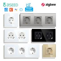 BSEED-enchufe europeo Zigbee individual, enchufes de pared inteligentes dobles, enchufes de corriente triples con USB tipo c, 20W, Control Tuya Smart Life Alexa