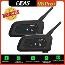 EJEAS V6 PRO + zestaw słuchawkowy Bluetooth do kasku motocyklowego z komunikatorem 1200M BT dla 6 zawodników wodoodporny