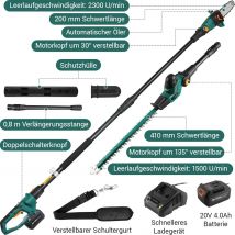 Sega a palo senza fili per tagliare alberi, multiangolo, sega a palo elettrica senza attrezzi telescopica, tagliaerba con batteria e caricabatterie
