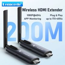Lemorele 200m Wireless HDMI Transmitter and Receiver Low-latency Video Transceiver Plug&play Hdmi Extender for PC TV Projector