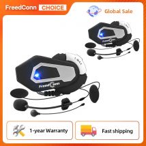 FreedConn T MAX Motorrad-Gegensprechanlage, Bluetooth-Helm-Headsets, BT 5.0, wasserdicht, FM 6-Fahrer, Musik, Kommunikation, Gegensprechanlage
