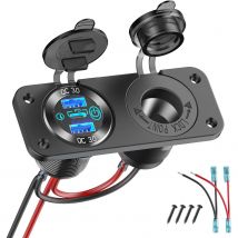 12V USB-Steckdose RV Marine Switch Panel Plug PD3.0 und Dual QC3.0 Auto-USB-Anschluss Aluminium-Ladegerät beleuchtet 150W Zigarettenanzünder