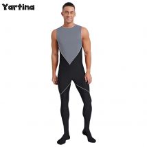 Herren-Gymnastik-Ballett-Tanzkostüm, ärmelloser Overall mit unsichtbarem Reißverschluss hinten, schmale Passform, Ganzkörper-Trikot, Ganzanzug