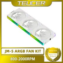 TEUCER JM-5 3-in-1 ARGB PC Fan 800-2000RPM Case Fan Compatible with 240 360 Water Cooling Radiator Wireless Cooling Fan Kit
