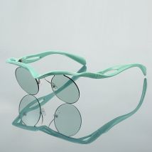 KAMMPT Halbrandlose runde Sonnenbrille 2024, neue Mode, lässige Sonnenbrille für Damen, trendiges Markendesign, stilvolle Outdoor-Sonnenbrille