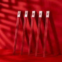 Essstäbchen-Set aus roter Legierung, einfache luxuriöse chinesische Essstäbchen, Küchengeschirr-Zubehör, Verbrühschutz, antibakteriell und schimmelfest