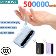 ROMOSS 4 In1 Power Bank 500000mAh Large Capacity Built in Cables Intelligent Digital Display Light Portable Battery For iPhone