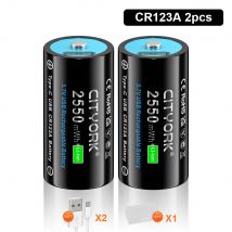 CITYORK 2550mWh 3.7V 16340 16350 Rechargeable Battery USB Charging RCR123 CR123 CR123A Li-Ion Btteries For With USB Cable
