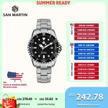 San Martin 40mm Enamel Dial YN55 Men Diver's Automatic Mechanical Watch 3H Date BGW-X1 30Bar Waterproof Montre Homme SN0009D
