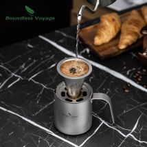 Boundless Voyage Tytanowy Przenośny Zestaw do Kawy Pour-over Kubek do Kawy 300ml z Odłączanym Dripperem Kempingowy Ekspres do Kawy na Zewnątrz