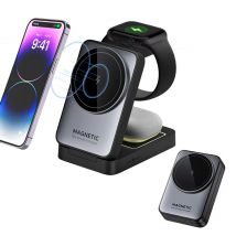 3-in-1 magnetischer kabelloser Ladeständer für Magsafe iPhone 12 13 14 15 Apple Watch 2-8 Airpods Pro faltbare Schnellladestation