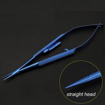 1pcs Titanium Round Handle Castroviejo Needle Holders with Lock Straight/Curved Tweezer Forceps Eyelid Tools Surgery Instruments