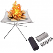 Outdoor BBQ Lagerfeuer Rack Tragbare Camping Feuerstelle Grill Edelstahl Mesh Feuerstelle Holzofen Ständer Faltbare Feuer Rahmen Rack