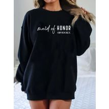 Maid of Honor Sweatshirt Bridesmaid Bridal Crewneck Sweatshirts Wedding Pullover Harajuku Cotton Long Sleeve Women's Clothing