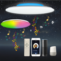 Luces de techo LED modernas con altavoz Bluetooth, control de voz, lámparas de techo RGB para dormitorio, sala de estar, funcionan con Alexa Google