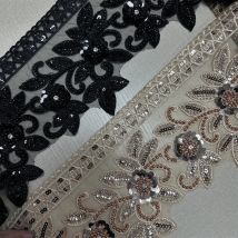 4,5 Yards Gold weiß Perlen Spitzenbesatz Großhandel Strass Spitze für Kleider