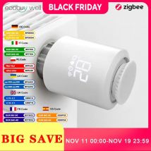 Tuya Smart ZigBee 3,0 TRV válvula actuadora de radiador válvula termostática controlador de temperatura compatible con Alexa Google Home