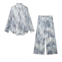 2024 Herbst neue Mode Frauen europäischen und amerikanischen Stil Animal Print Shirt Freizeit hose Street Style Temperament Anzug