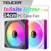 Teucer Infinite Mirror 4 Pro 140 mm PC-Gehäuselüfter, leise, großes Luftvolumen, 14 cm, Chassic, unterstützt Motherboard, PWM/ARGB-Synchronisierung