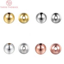 (3535) 50PCS 2MM 3MM 4MM 5MM 6MM 24K Gold Farbe Messing Runde Perlen armband Perlen Hohe Qualität Diy Schmuck Zubehör