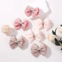 2 Teile/los 3,34 zoll Weinrot Bowknot Perle Boutique Haar Clips Mädchen Band Zarte Haarspange Palast Prinzessin Stil headwear