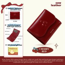 Birthday Gift: The New TOUTOU Cowhide Wallet, a Lightweight, Compact Red Card & Coin Purse, a Gift for Girlfriend#Color:Red