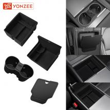 YZ For Tesla Model 3 Highland 2024 Model Y Juniper 2025 Storage Box Center Armrest Hidden Box Cup Holder Organizer Accessories