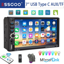 ESSGOO Autorradio Universal Doble 2 DIN 7 Pulgadas Pantalla Táctil HD CarPlay Inalámbrico Android Auto Bluetooth 5.0 USB AUX TF Ecualizador Mirror Link Mandos al Volante Tipo C SD Reproductor MP5