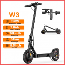 Monopattino Elettrico W3 EU, Motore 350W, Batteria 36V, Autonomia 24-34KM, Trazione Posteriore, Pneumatico, Freno a Disco Posteriore, Freno Elettrico