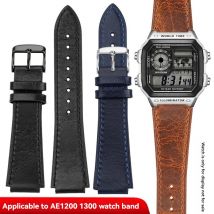 Für Casio kleines quadratisches Armband AE1200 AE-1300/F-108/W-216H/W-218/WS-1400 W-737H Hretro-Lederarmband für Herren 18 mm