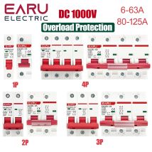DC 1000V 1P 2P 3P 4P Mini interruttore solare Protezione da sovraccarico Switch6A ~ 63A/80A 100A 125A MCB per sistema fotovoltaico fotovoltaico