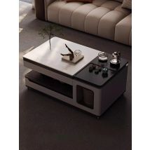 All-in-One Mobile Tea Table with Casters Modern Living Room Coffee Table with Hidden Storage Multifunctional Home Center Tables