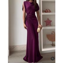 Casual O-neck Draped Gowns Dress Elegant Hight Waist Slim Fit Evening Dress Vestidos  Women Fashion Temperament Solid Long Dress