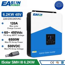 EASUN POWER Inversor Solar híbrido 6.2KW 4.2KW 3.2KW 2.2KW Onda Sinusoidal pura MPPT 12V 24V 48V 220v Cargador Solar Inversor de energía para el hogar