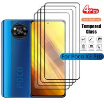 4 sztuki dla Poco X3 Pro Glass Poco X3 Pro Tempered Glass Full Cover Glue 9H HD dla Screen Protector Xiaomi PocoX3 Poco X3 Pro Glass