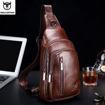 Bull captain Herren Echt leder Brusttasche Mode Freizeit multifunktion ale Umhängetasche Musik Brusttasche Herren Brusttasche