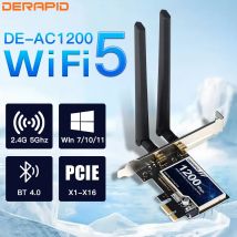 Derapid ac1200 wifi adapter bluetooth dual band 2,4 ghz/5ghz pcie drahtlose netzwerk karte intel chip für desktop für windows7/10/11