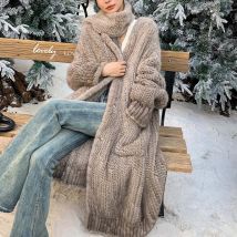 2025 hochwertige mode winter neue stricken nerz pelzmantel Importiert nerzmantel weibliche lange über knie