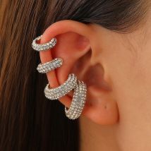 1PC C Form Runde Knorpel Clip Ohrringe Frauen Gefälschte Keine Durchbohrten Ohrringe Strass Kristall Kreis Geometrische Ohr Manschette schmuck