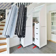 1 Paar robuste, bodenmontierte, ausziehbare Schubladenschienen für die Aufbewahrung unter der Treppe, Silber, Schwarz