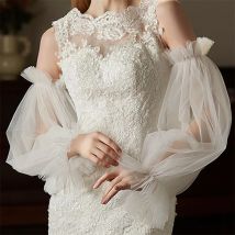 Weiß schwarz elegant abnehmbar Mesh Blase Ärmel Arm Ärmel lo Laterne Ärmel Fee Ärmel Braut Frauen Hochzeit Accessoires