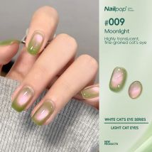 Nailpop 7.5ml Fruit Green Colored Cat Eye Magnetic Gel Nail Polish UV Cured Long-Lasting Quick-Dry Salon Professional Nail Gel