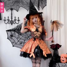 Halloween-Kostüm für Damen, sexy und niedlich, Kürbis, Hexe, Cosplay, Anime-Kleid, Disfraz