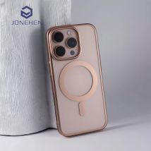 Luxuriöse galvanisierte Goldstoßstange, matt, klar, schlanke Hülle für iPhone 12, 13, 14 Plus, 15, 16 Pro Max, harte PC-Abdeckung für Magsafe Fundas